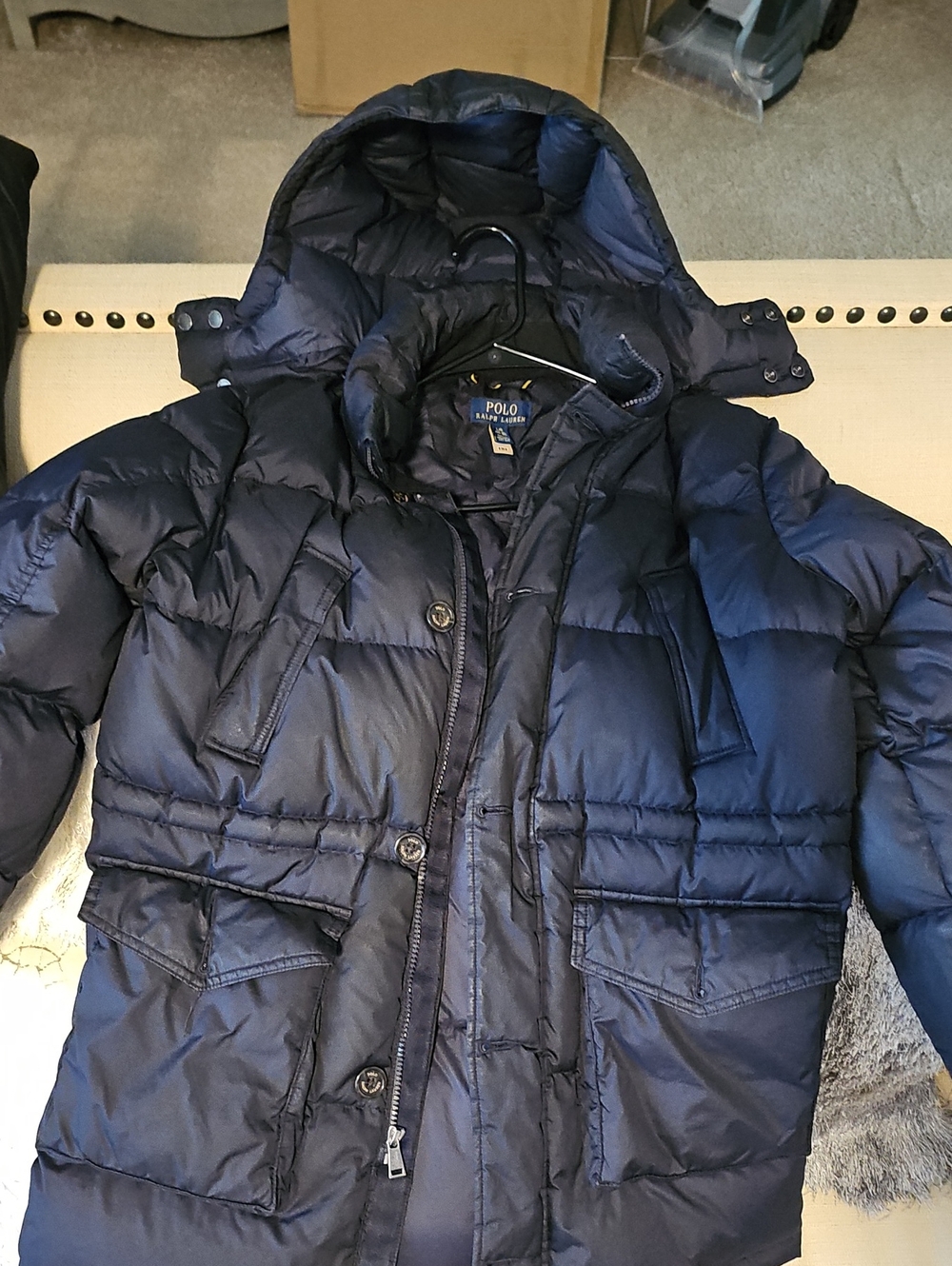 Polo by Ralph Lauren Navy Hooded Quilted Puffer Coat